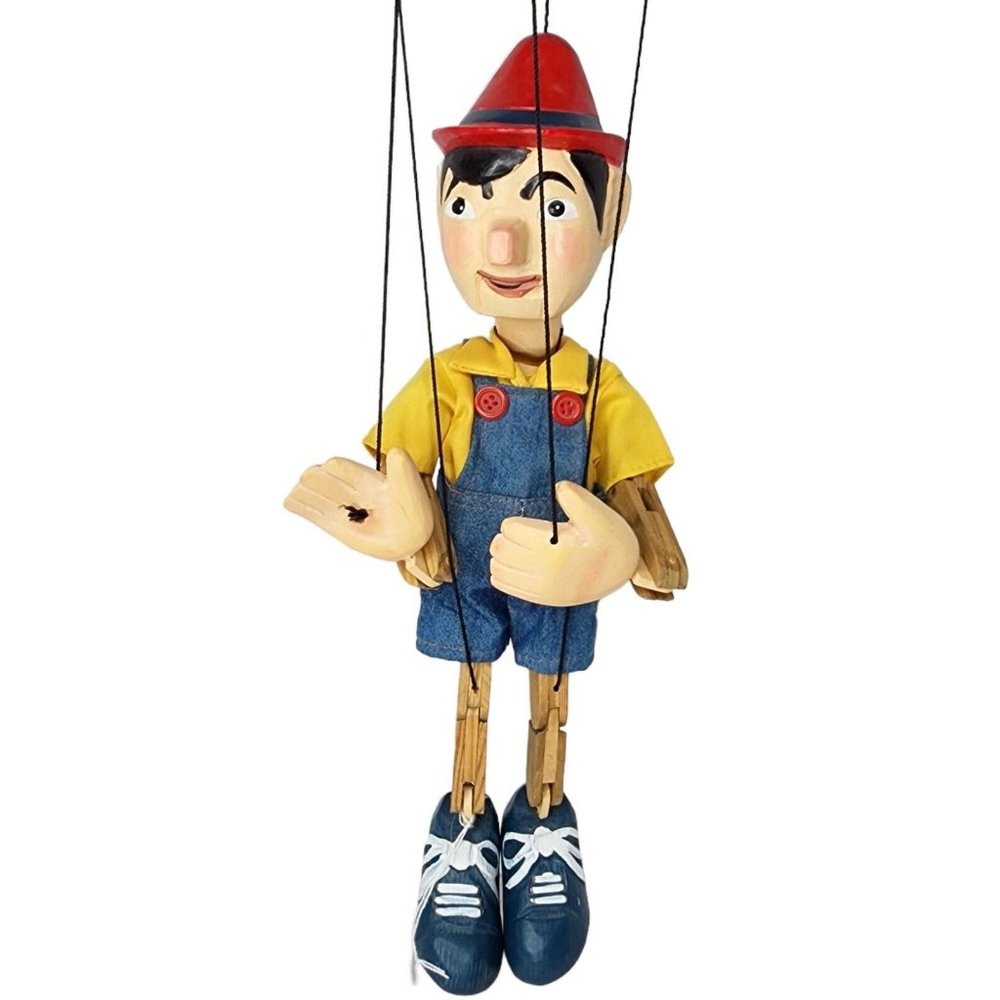 TELLON COLLECTION Marionette Wooden Pinocchio Puppet Carved Wood Item 02011
